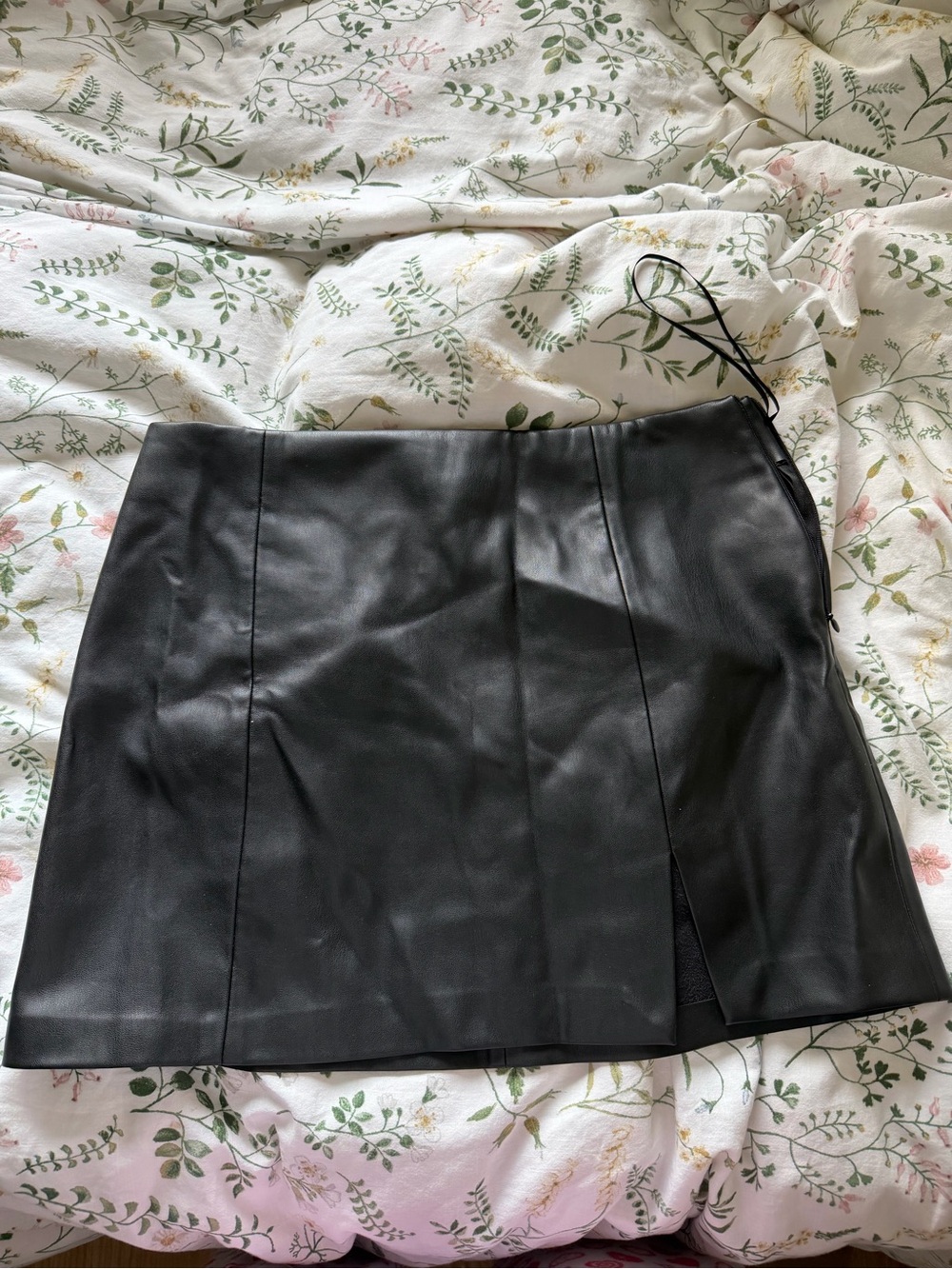 Express Black Faux Leather Mini Skirt with Side Cut